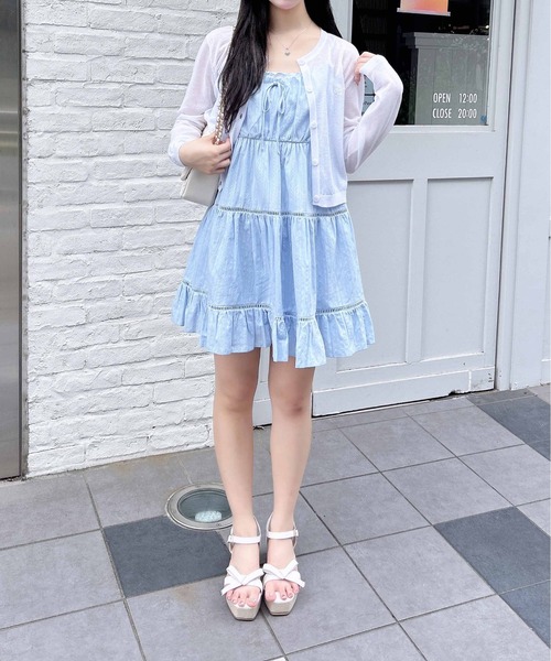 【大人気】SANDRO レース ティアードミニワンピース セール】【WEB限定】レースティアードミニキャミワンピース