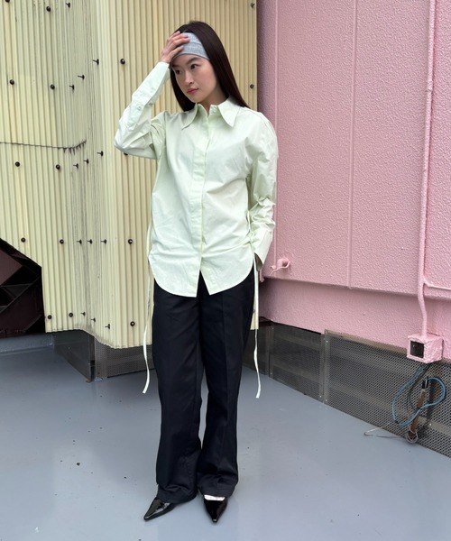 FUULLY STUDIO（フーリィーステューディオ）の「TCツイルストレートパンツ（チノパンツ・レディース・グレー/ブラック・SMALL/MEDIUM/LARGE）」の8枚目の写真