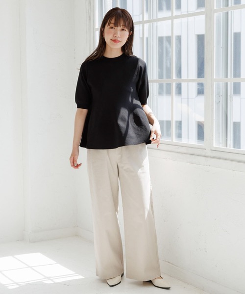 【人気沸騰】 セール】『WEB限定』ペプラム半袖ニットプルオーバー（ニット トップス