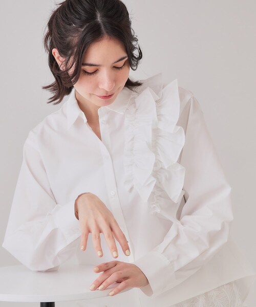 セール】《andGIRL掲載》フリルデザインシャツ【洗濯機洗い可