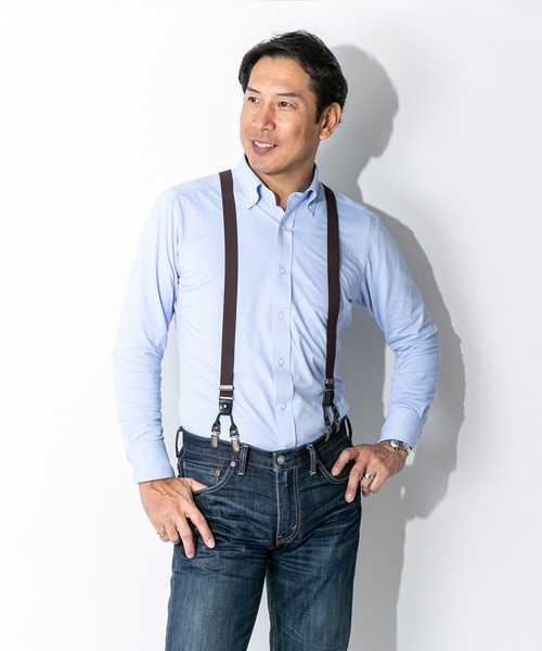 DOUBLE RL サスペンダー ネイビー RRL Suspenders ダブルアールエル 本革×織平ゴム サスペンダー箱