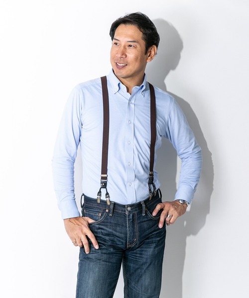 N. PEAL ネイビー ベージュ サスペンダー N. PEAL ネイビー ベージュ サスペンダー