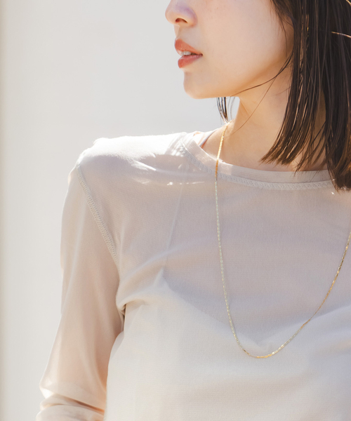 Noble（ノーブル）の「スキンチュールロングTシャツ（Tシャツ/カットソー・レディース・ブラック/ホワイト系その他/ベージュ・FREE）」の8枚目の写真