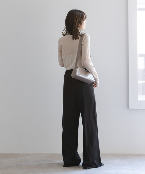 Noble（ノーブル）の「スキンチュールロングTシャツ（Tシャツ/カットソー・レディース・ブラック/ホワイト系その他/ベージュ・FREE）」の6枚目の写真