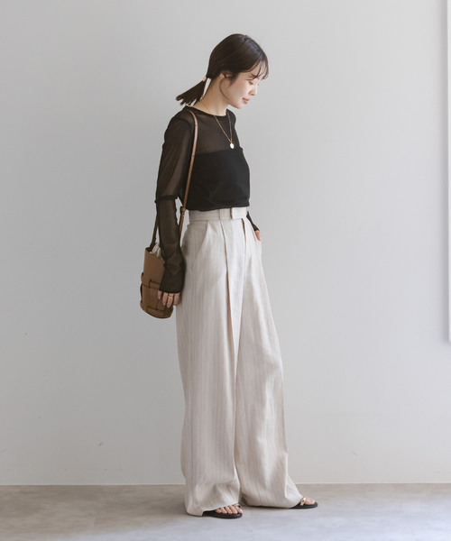 Noble（ノーブル）の「スキンチュールロングTシャツ（Tシャツ/カットソー・レディース・ブラック/ホワイト系その他/ベージュ・FREE）」の17枚目の写真