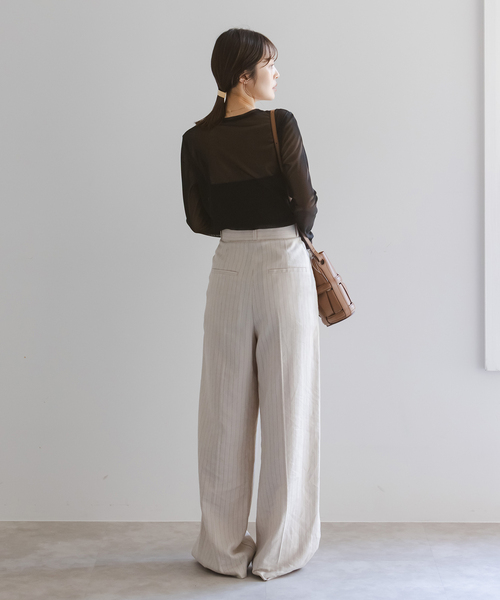 Noble（ノーブル）の「スキンチュールロングTシャツ（Tシャツ/カットソー・レディース・ブラック/ホワイト系その他/ベージュ・FREE）」の16枚目の写真