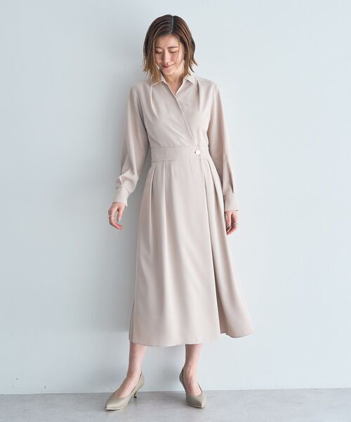 YECCA VECCA(イェッカヴェッカ)の「カシュクールタックワンピース(ワンピース・レディース・ネイビー/ブルー/ライトベージュ・FREE)」の6枚目の写真
