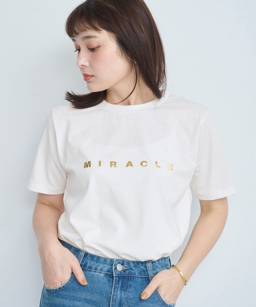 Tシャツ・カットソー Golden  セール】【3色展開】箔プリントロゴTシャツ（Tシャツ/カットソー