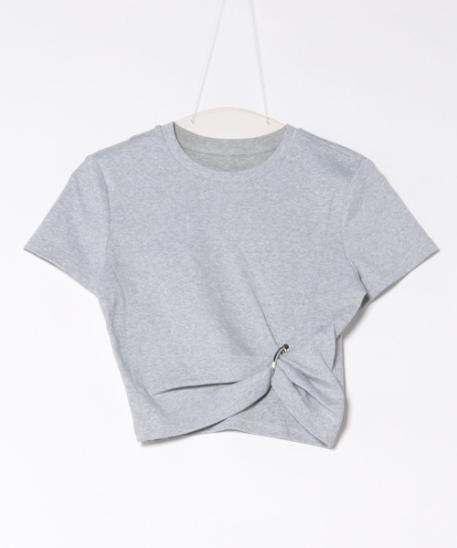SUWDEE(スーディー)の「crew neck cropped design t-shirt(Tシャツ/カットソー・レディース・グレー/ブラック・FREE)」の13枚目の写真