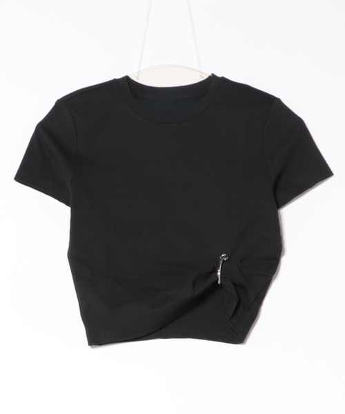 SUWDEE(スーディー)の「crew neck cropped design t-shirt(Tシャツ/カットソー・レディース・グレー/ブラック・FREE)」の14枚目の写真