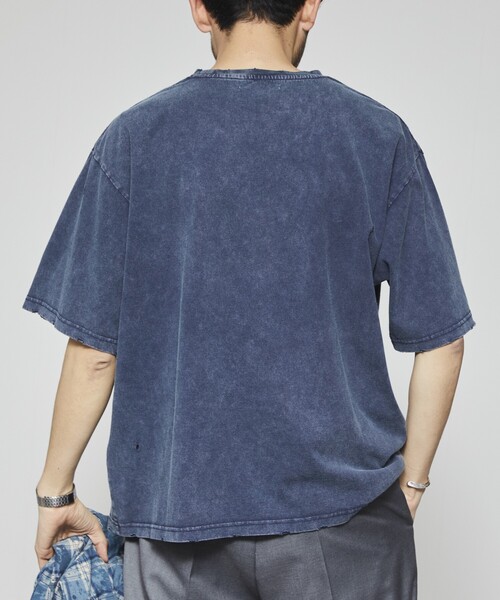 Firsthand(ファーストハンド)の「Firsthand/ファーストハンド 7.3オンス ダメージ加工 ピグメント ショートスリーブTシャツ / オーバーサイズ クルーネック 半袖Tシャツ(Tシャツ/カットソー・メンズ・ネイビー/ブラック・L/M)」の7枚目の写真