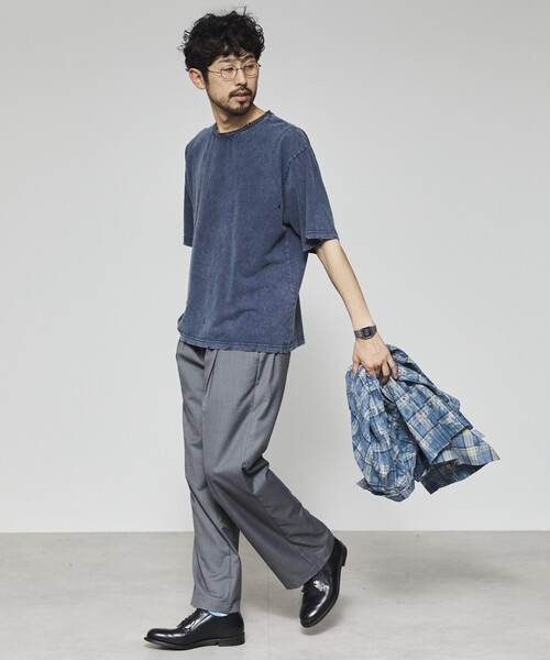 Firsthand(ファーストハンド)の「Firsthand/ファーストハンド 7.3オンス ダメージ加工 ピグメント ショートスリーブTシャツ / オーバーサイズ クルーネック 半袖Tシャツ(Tシャツ/カットソー・メンズ・ネイビー/ブラック・L/M)」の15枚目の写真