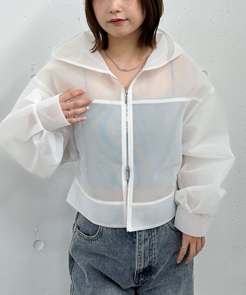 archives（アルシーヴ）の「シアーダンボールＺＩＰフーディ（その他アウター・レディース・オフホワイト/ブラック/ベージュ・MEDIUM）」の6枚目の写真