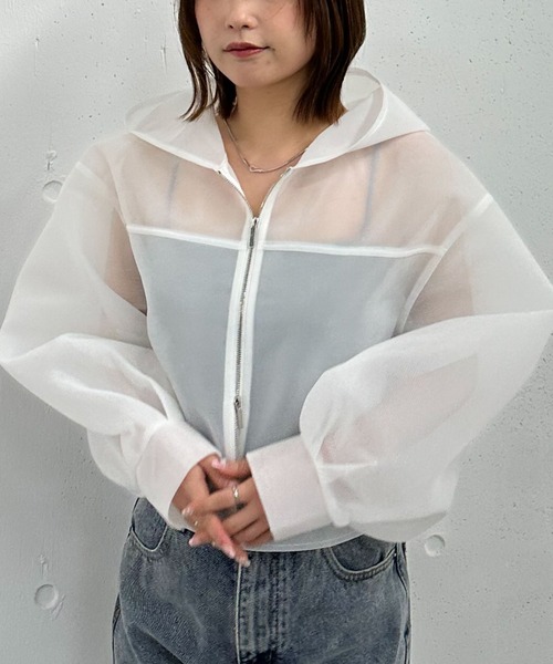 archives（アルシーヴ）の「シアーダンボールＺＩＰフーディ（その他アウター・レディース・オフホワイト/ブラック/ベージュ・MEDIUM）」の4枚目の写真