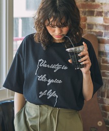 コード刺繍 メッセージ ロゴ半袖Tシャツ