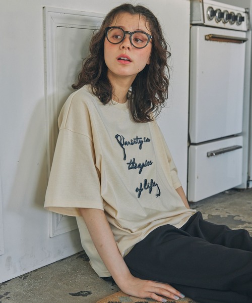 tシャツ メッセージ刺繍Tシャツ レディース FREAK'S STORE tシャツ Message刺繍Tシャツ レディース