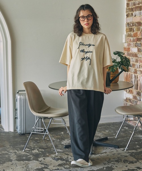 コード刺繍 メッセージ ロゴ半袖Tシャツ（Tシャツ/カットソー