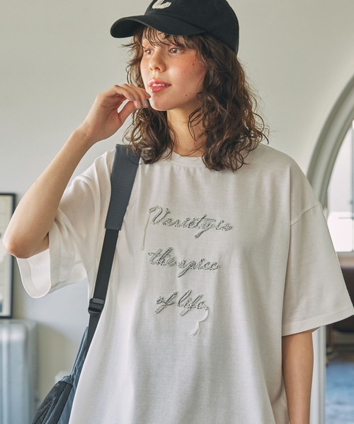 コード刺繍 メッセージ ロゴ半袖Tシャツ MONO-MART LADY'S│MONO