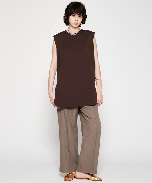 cloenc（クロエンス）の「【マシンウォッシュ】ノースリーブロングTシャツ（Tシャツ/カットソー・レディース・ブラック/ホワイト/ピンク/ブラウン系その他・02）」の17枚目の写真