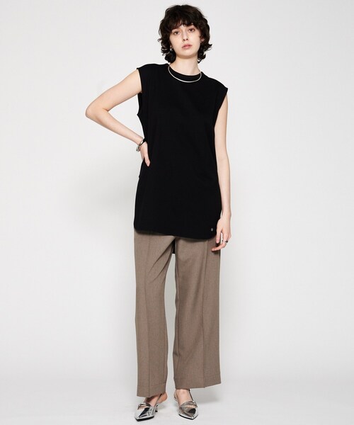 cloenc（クロエンス）の「【マシンウォッシュ】ノースリーブロングTシャツ（Tシャツ/カットソー・レディース・ブラック/ホワイト/ピンク/ブラウン系その他・02）」の21枚目の写真