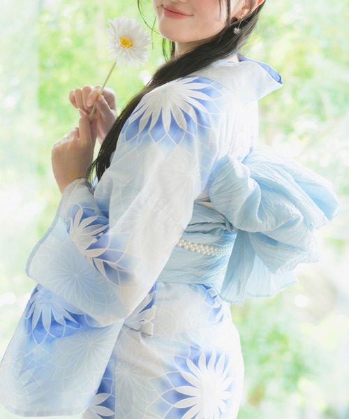 Rebloom（リブルーム Rebloom Reb loom）の「【一人で着られるセパレート浴衣】上衣・下衣・兵児帯 3点セット《夕涼浴衣》（浴衣・レディース・ネイビー系1/ピンク系/ブルー系/ネイビー系2・FREE）」の3枚目の写真