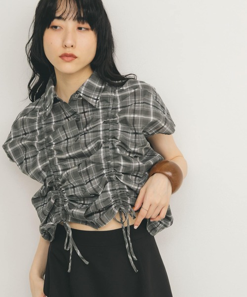 KBF / ケービーエフ ドロストシアーチェックブラウス KBF｜ドロストシアーチェックブラウス | Rakuten Fashion(楽天