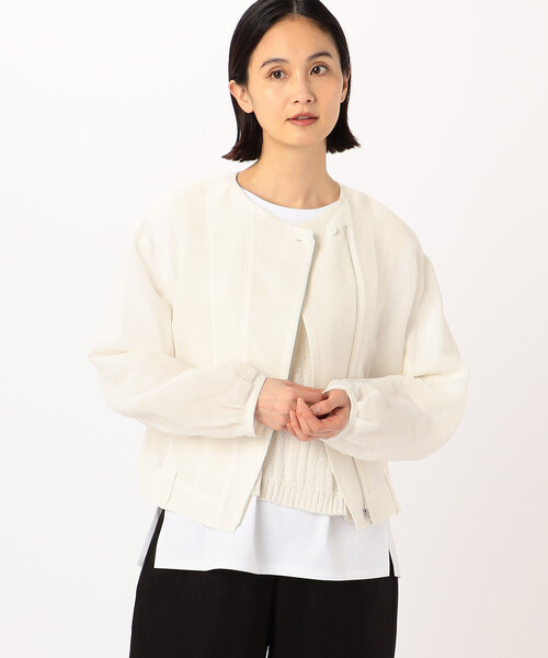 Gabardine K.T(ギャバジンケーティー)の「紙ビエラ ライダース風のブルゾン(ブルゾン・レディース・ホワイト・9号/7号/5号)」の3枚目の写真