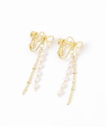 LAKOLE | ロングパールチェーンリボンイヤリング / 323744(イヤリング)
