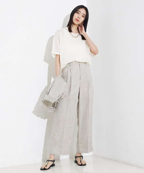上品な透け感】シャイニーニットT/シアーTシャツ/夏服/サマー