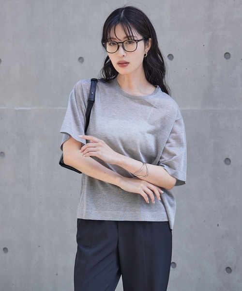 tシャツ 「上品な透け感」シャイニーニットT/シアーTシャツ/夏服/サマーニット レディース 上品な透け感】シャイニーニットT/シアーTシャツ/夏服/サマー