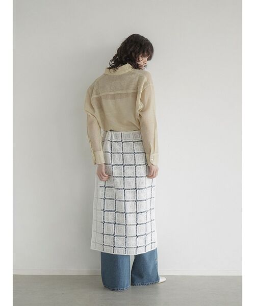 FIKA.(フィーカ)の「Cord embroidery wrap skirt(スカート・レディース・ブラック/オフホワイト・MEDIUM)」の10枚目の写真
