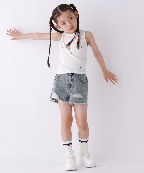 10C REPIPI（ジューシーレピピ）の「【10C REPIPI】ダメージデニムショートパンツ（デニムパンツ・キッズ・ブルー系その他/ライトブルー/ブラック・130cm/120cm/110cm）」の4枚目の写真