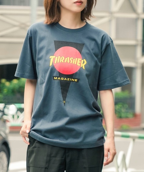 THRASHER(スラッシャー)の「FCKYU S/S T-SHIRTS THRASHERスラッシャーブランドロゴプリント半袖Tシャツ(Tシャツ/カットソー・メンズ・オフホワイト/サックスブルー/ホワイト/ダークブラウン/スモークグレー・MEDIUM/X-LARGE/LARGE)」の4枚目の写真