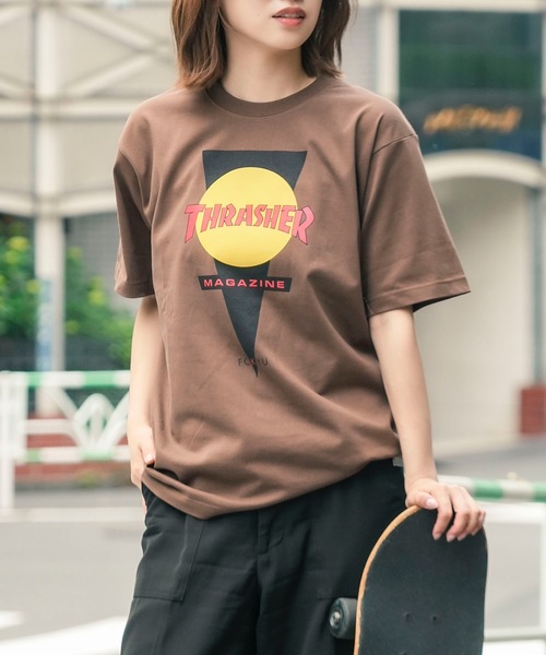 FCKYU S/S T-SHIRTS THRASHERスラッシャーブランドロゴプリント半袖T