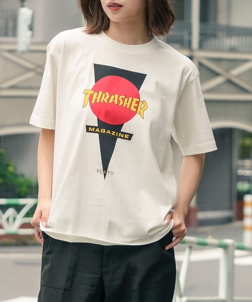 THRASHER(スラッシャー)の「FCKYU S/S T-SHIRTS THRASHERスラッシャーブランドロゴプリント半袖Tシャツ(Tシャツ/カットソー・メンズ・オフホワイト/サックスブルー/ホワイト/ダークブラウン/スモークグレー・MEDIUM/X-LARGE/LARGE)」の3枚目の写真