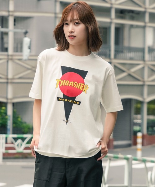 THRASHER(スラッシャー)の「FCKYU S/S T-SHIRTS THRASHERスラッシャーブランドロゴプリント半袖Tシャツ(Tシャツ/カットソー・メンズ・オフホワイト/サックスブルー/ホワイト/ダークブラウン/スモークグレー・MEDIUM/X-LARGE/LARGE)」の13枚目の写真