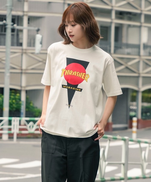 THRASHER(スラッシャー)の「FCKYU S/S T-SHIRTS THRASHERスラッシャーブランドロゴプリント半袖Tシャツ(Tシャツ/カットソー・メンズ・オフホワイト/サックスブルー/ホワイト/ダークブラウン/スモークグレー・MEDIUM/X-LARGE/LARGE)」の14枚目の写真