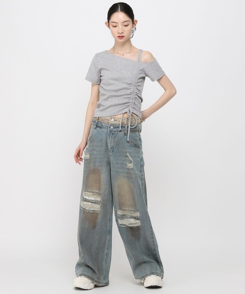 3.3 Field Trip （3.3フィールドトリップ）の「3.3 Field Trip／ヘンケイシャーリング半袖（Tシャツ/カットソー・レディース・グレー/ブルー/ブラック/ピンク・FREE）」の12枚目の写真