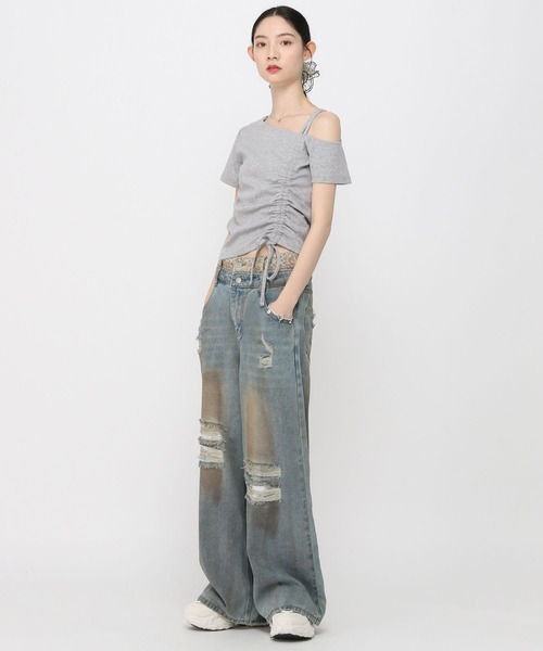3.3 Field Trip （3.3フィールドトリップ）の「3.3 Field Trip／ヘンケイシャーリング半袖（Tシャツ/カットソー・レディース・グレー/ブルー/ブラック/ピンク・FREE）」の11枚目の写真