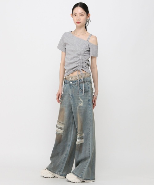 3.3 Field Trip （3.3フィールドトリップ）の「3.3 Field Trip／ヘンケイシャーリング半袖（Tシャツ/カットソー・レディース・グレー/ブルー/ブラック/ピンク・FREE）」の7枚目の写真