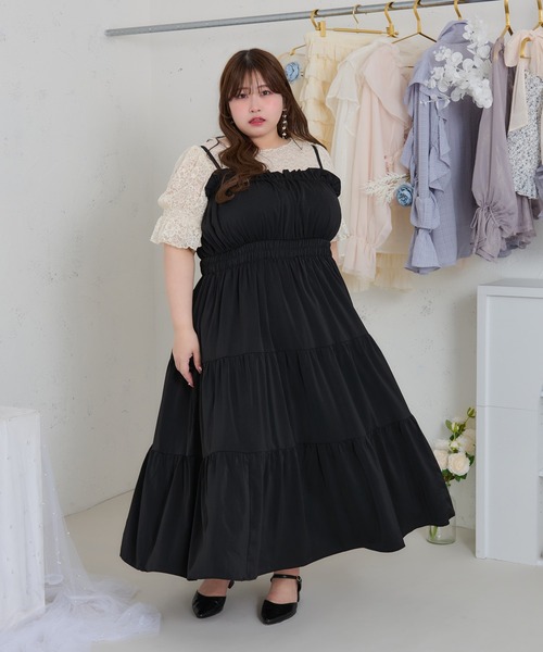 Louiosy(ルオシー)の「【大きいサイズ】アソートシャーリングティアードキャミワンピース(ワンピース・レディース・ホワイト系その他/ブラック系その他/ブラック・4L/X-LARGE/3L)」の18枚目の写真