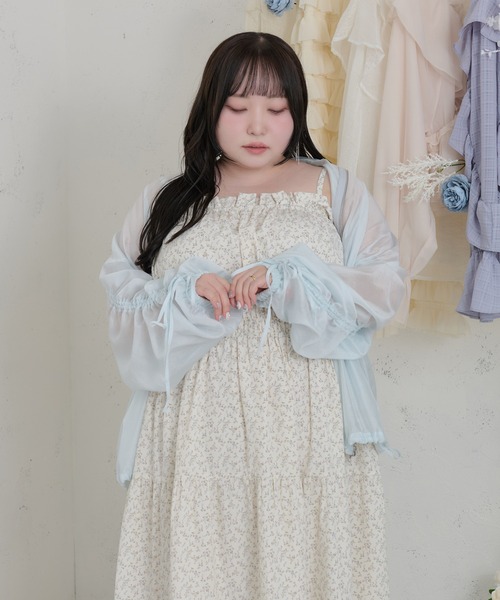大きいサイズ】アソートシャーリングティアードキャミワンピース