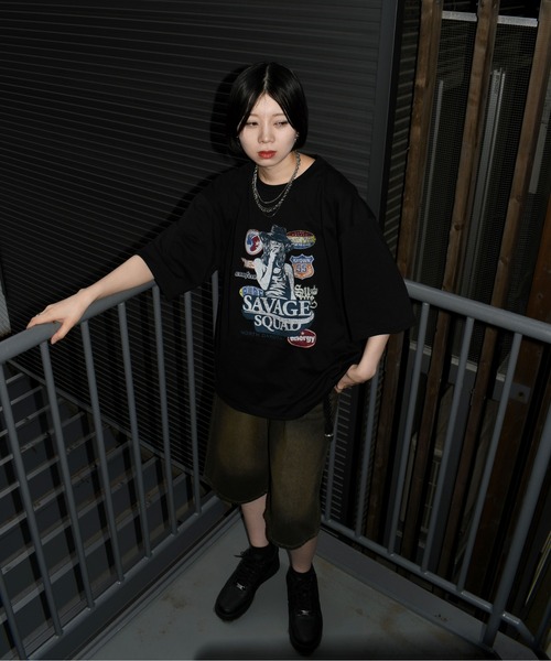 Anytime Songs（エニータイムソングス）の「vintage like chain half denim pants/ヴィンテージ ライク チェーン付 ハーフデニムパンツ（デニムパンツ・メンズ・ブラック/ネイビー・M/L/XL）」の2枚目の写真