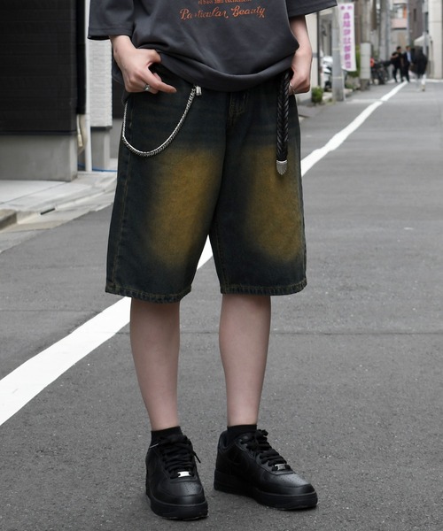 Anytime Songs（エニータイムソングス）の「vintage like chain half denim pants/ヴィンテージ ライク チェーン付 ハーフデニムパンツ（デニムパンツ・メンズ・ブラック/ネイビー・M/L/XL）」の4枚目の写真