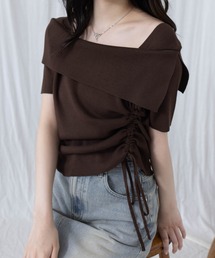 clear | サイドドロスト半袖ニットトップス[着回し力抜群 大人 カジュアル 夏ニット]≪2025SS新作≫(ニット/セーター)