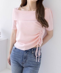 clear | サイドドロスト半袖ニットトップス[着回し力抜群 大人 カジュアル 夏ニット]≪2025SS新作≫(ニット/セーター)