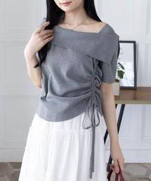 clear | サイドドロスト半袖ニットトップス[着回し力抜群 大人 カジュアル 夏ニット]≪2025SS新作≫(ニット/セーター)