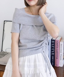 clear | サイドドロスト半袖ニットトップス[着回し力抜群 大人 カジュアル 夏ニット]≪2025SS新作≫(ニット/セーター)