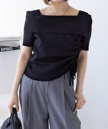 clear | サイドドロスト半袖ニットトップス[着回し力抜群 大人 カジュアル 夏ニット]≪2025SS新作≫(ニット/セーター)