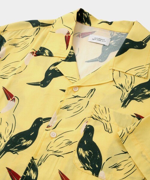 Saturdays NYC(サタデーズ ニューヨークシティ )の「Canty Open Collar Bird Printed SS Shirt(シャツ/ブラウス・メンズ・イエロー/ブラック・L/M/S/XL/X-SMALL)」の20枚目の写真